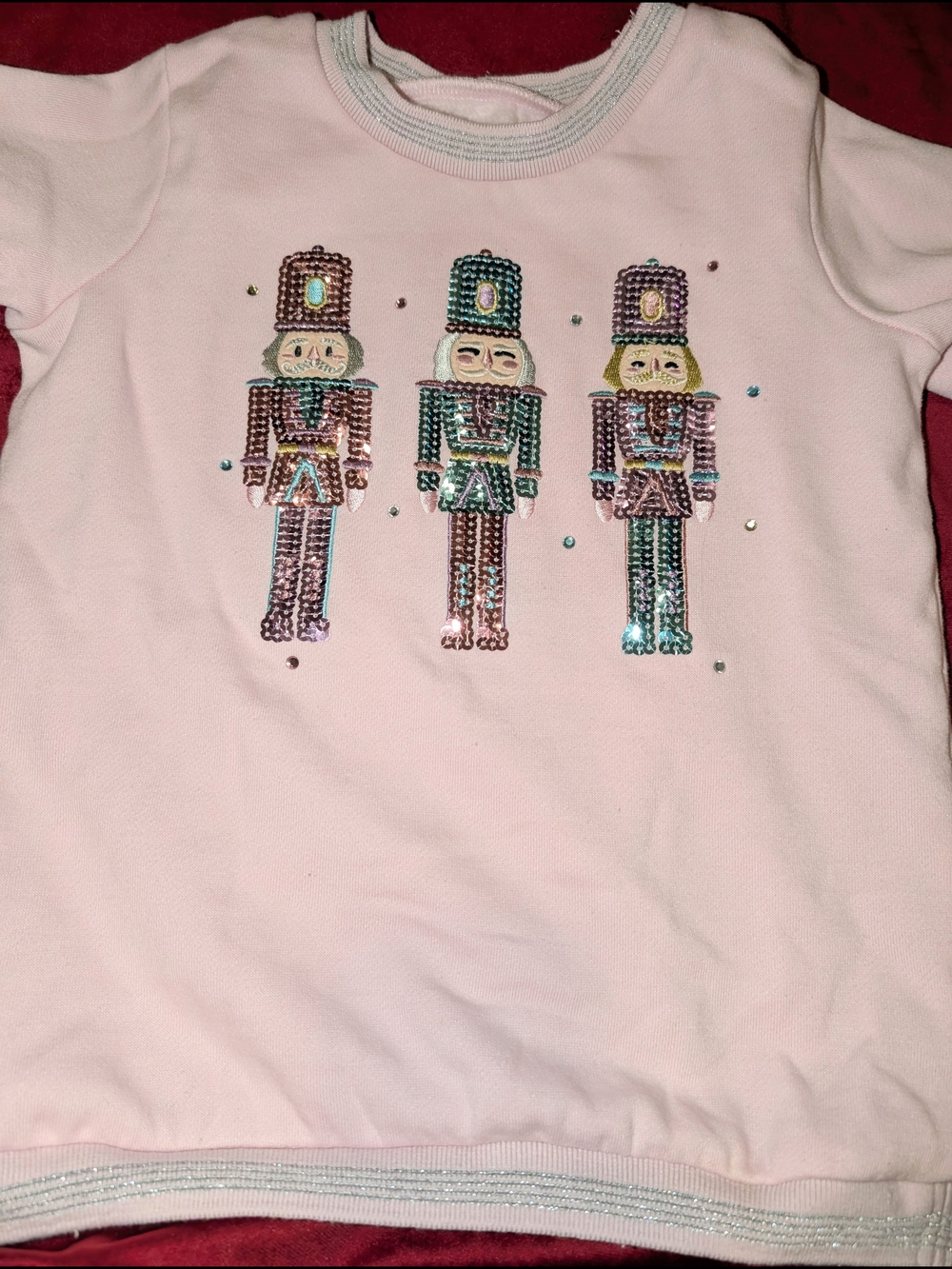 Mud Pie Pink Sequin Nutcracker Sweatshirt